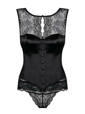 Miamor Black Satin Corset and Thong