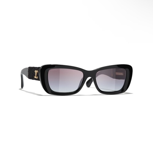 CHANEL 5435 Women's Rectangle Sunglasses - Black/Gold (5435 C622/S6) - Picture 2 of 5