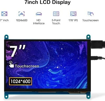 APROTII Raspberry Pi Screen 7inch Monitor IPS 1024x600 HDMI Capacative 7'' Touch Screen