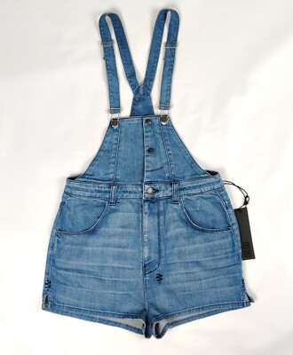 NWT Ksubi Romper 3 Mos Wash Overall Shorts Blue Denim Womens Size 29