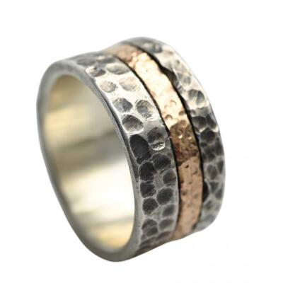 Breiter Bicolor Ring ''Hadar'', gehämmert