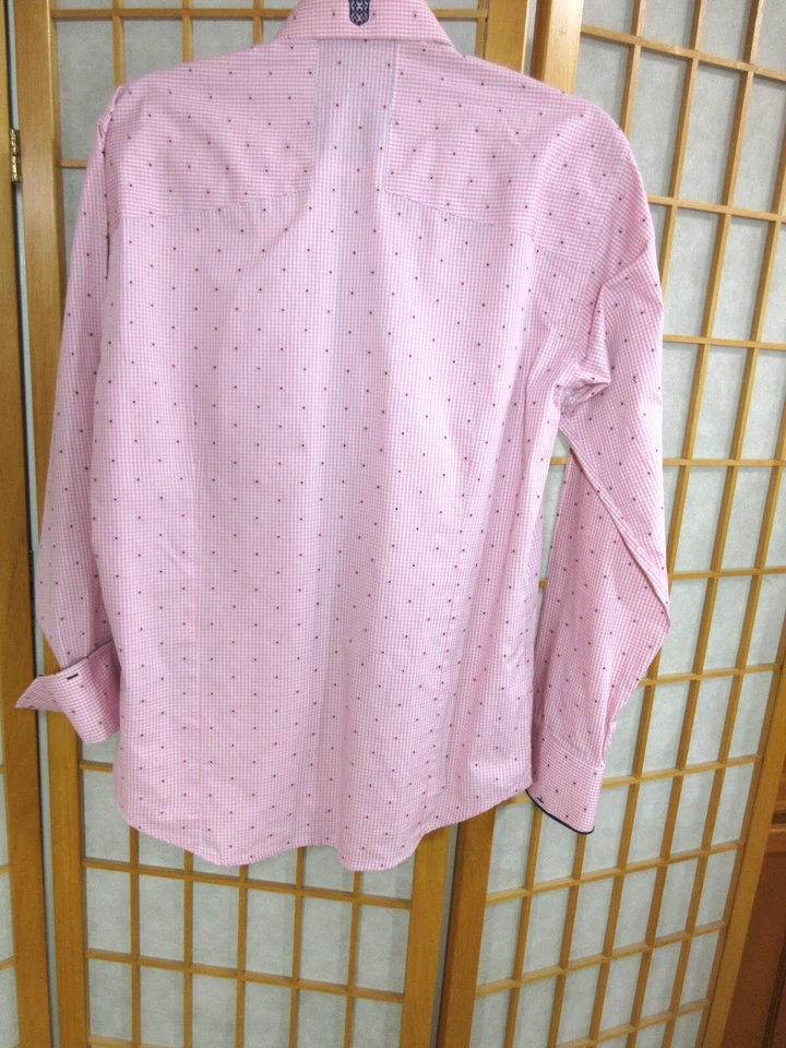 Bogosse Pink and White Check Button Up Long Sleeve Shirt SZ 2 (US SZ SMALL) EUC - Image 3 of 4