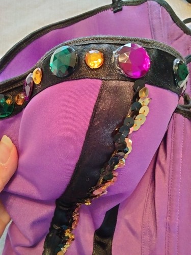 Morbid Threads Y2K goth Hot Topic Mall corsetto viola bustier 36D sexy ferretto - Foto 8 di 9