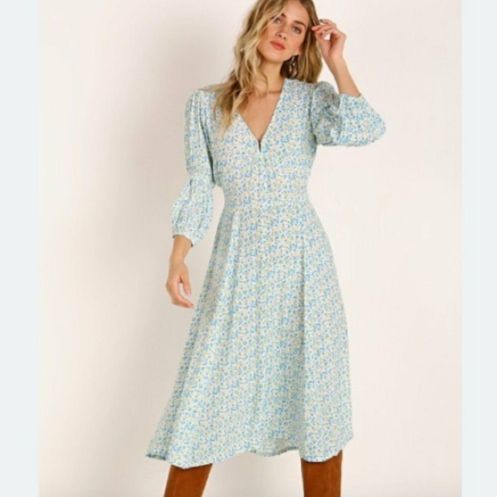 Blue Faithfull The Brand Maud Midi Tilde Floral Dress