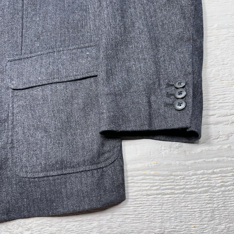 Blazer Gap Para Hombre Grande Azul Espiga Dos Botones Informal Algodón Elástico Foto 2 de 4