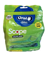 Oral-B Glide with Scope Outlast Dental Floss Picks Mint 225 Picks Green New