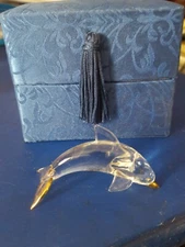 CRYSTAL DOLPHIN-MESSENGERS TRIMMED IN GOLD BY ABOUT FACE DESIGNS