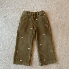 CREWCUTS 4 BROWN CORD PANTS, DOGS, INSIDE ADJUST WAIST, FIVE POCKET, ZIP FLY