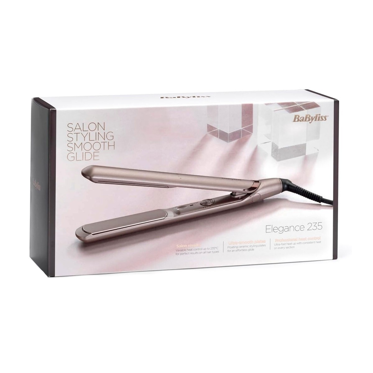 BaByliss Rose Blush 235C Hair Straighteners, Extra-long Ceramic Plates Variable Heat Up To 235c Pink Rose Blush 2200w Hair Dryer Powerful Drying Ionic Lightweight Hair Dryer Pink