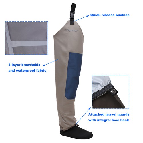 Waterproof Fishing Waders Stockingfoot Hip/Thigh High Waders for Fly Fishing - Picture 4 of 9