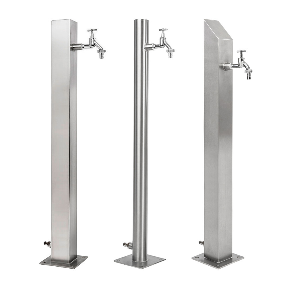 Wassersäule Edelstahl V2A Garten Brunnen Zapfsäule Wasserzapfsäule