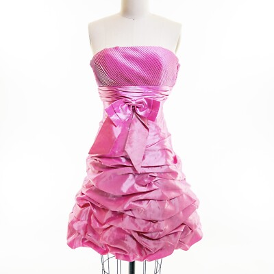 strapless open back dress Adora Design 3147 Pleated Satin A-Line Long Formal Prom Gown