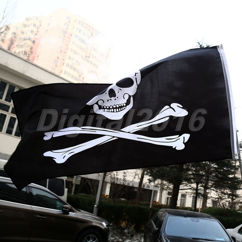 Large Skull and Crossbones Flag Jolly Roger Pirate Eyelets Party Banner 3x5FT - Picture 5 of 5