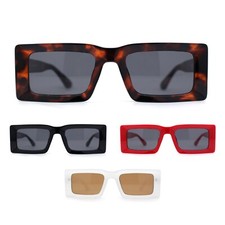 Minimal Squared Rectangle Plastic Mod Plastic Sunglasses