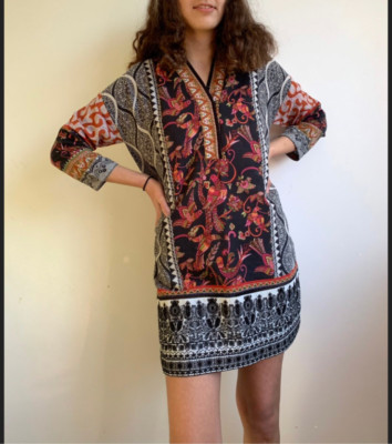 Pakistanisches Designer Original Saphir Kurta Kleid Fab Gemustert Kurti Baumwolle M