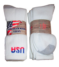 6 Pairs Big Mens Extended Size USA LOGO Soft Cotton Blend Crew Socks USA Made