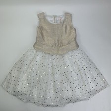 Cat  Jack Ivory  Gold Party Dress Sparkly Time of Year Tulle Girl XS 4/5 