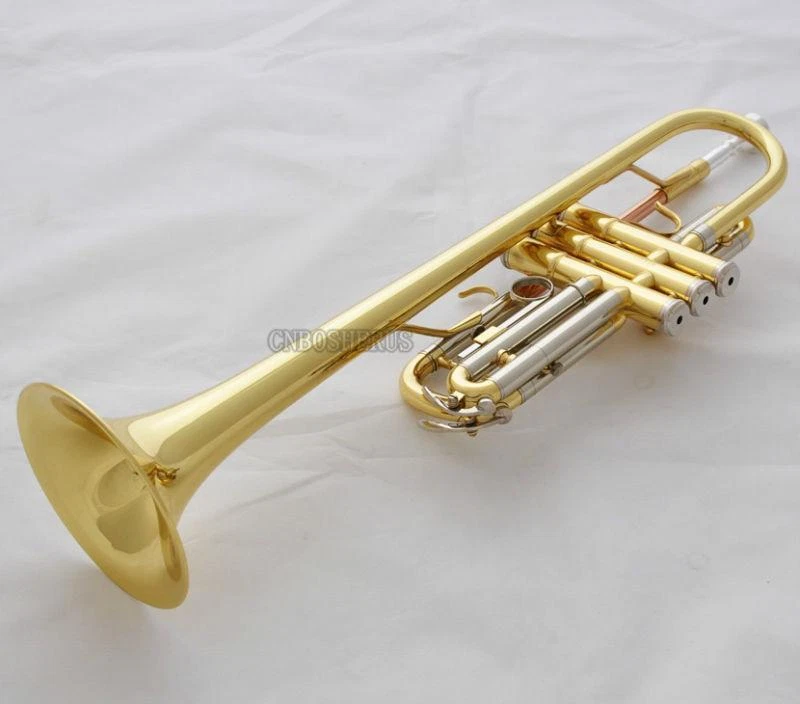 Gold Lacquered C Key Trumpet Horn cupronickel tuning pipe With Case Mouthpiece - Image 4 of 4