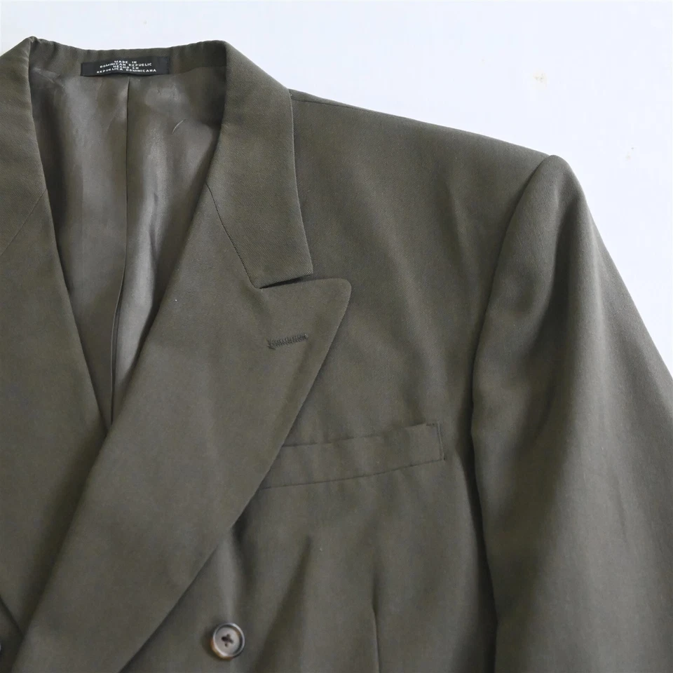 Винтажный город улицы 44R 36 x 32 оливковый шерсти двубортный куртка брюки костюм - Изображение 3 из 4