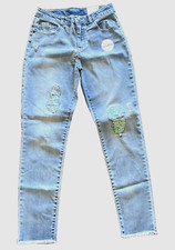 Girls NWT jeans 16 Reg Arizona super skinny adj waistband stretch blue Sequins