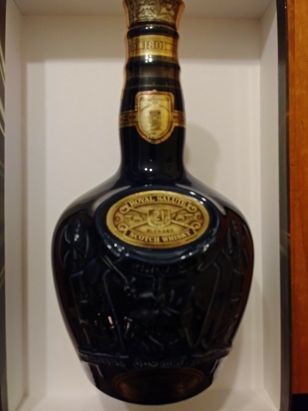 EMPTY - VINTAGE BLUE SPODE CHIVAS BROTHERS LIMITED SCOTCH WHISKEY DECANTER EMPTY