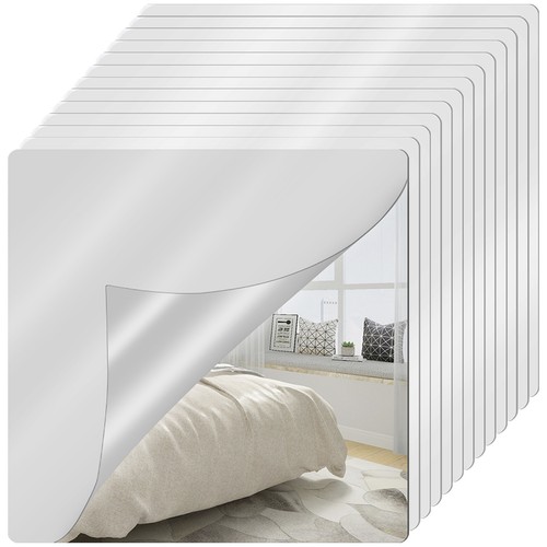 12Pcs Acrylic Mirrors Self Adhesive Mirror Tiles 2mm Thick Flexible leoPX - Picture 18 of 18