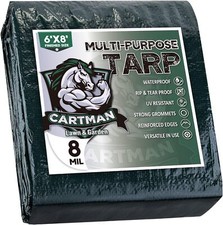 CARTMAN Finished Size 6x8 Feet Waterproof Green Poly Tarp 8 Mil Thick