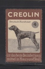 Sello publicitario alemán - desinfectante criolina, perro #4 puntero alemán - NG