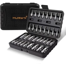 MulWark 34 Piece 3/8, 1/4, 1/2 in. Impact Drive Hex Bit Socket Allen Wrench Bit,