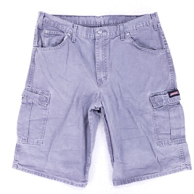 Dickies Jean Shorts Denim Cotton Men SZ 36 Gray Straight VTG Baggy