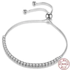 925 Sterling Silver Bracelet Love Elegant Zircon Tennis  Crystal Chain for Women