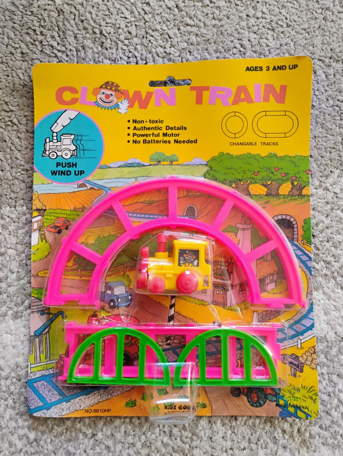 Vintage Clown Train Toy Kids Goods Push Wind Up