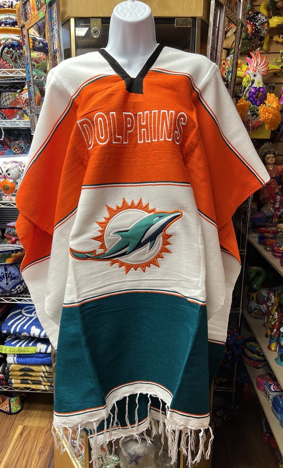NFL Poncho Miami Dolphins Acrylic Cotton/ NEW Made In 🇲🇽🇲🇽🇲🇽🇲🇽 eBay