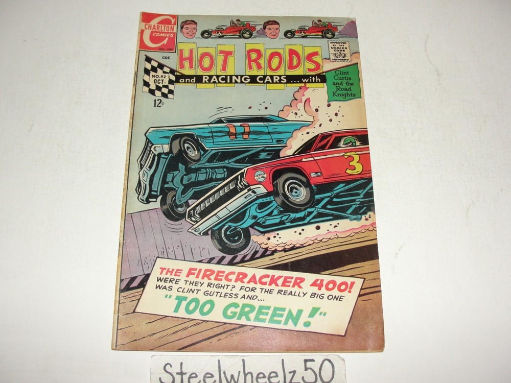 Hot Rods And Racing Cars #92 Comic 1968 Charlton Firecracker 400 Drag Racing HTF