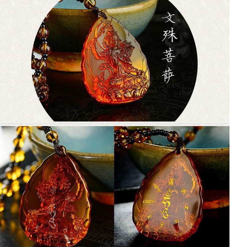 Manjushri Buddha Statue Pendant Tibetan Buddhist Feng Shui Amulet Necklace