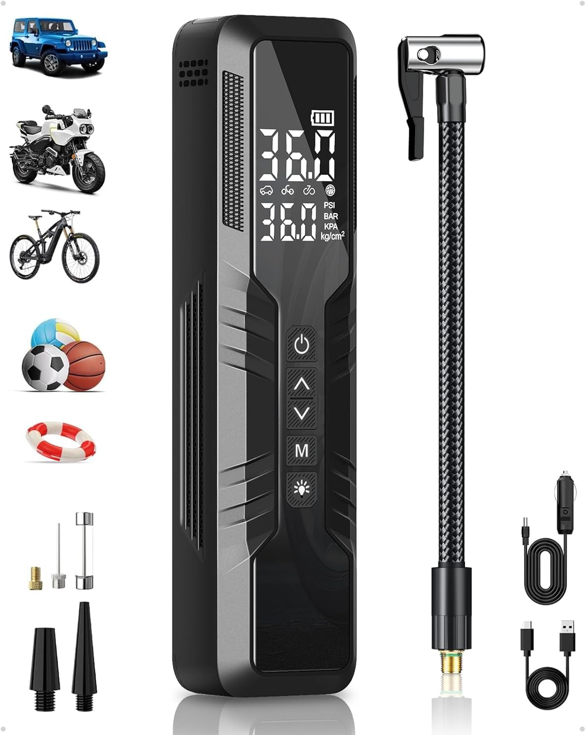 Portable Tire Inflator Air Compressor 5X Faster with 10000mAh Battery  