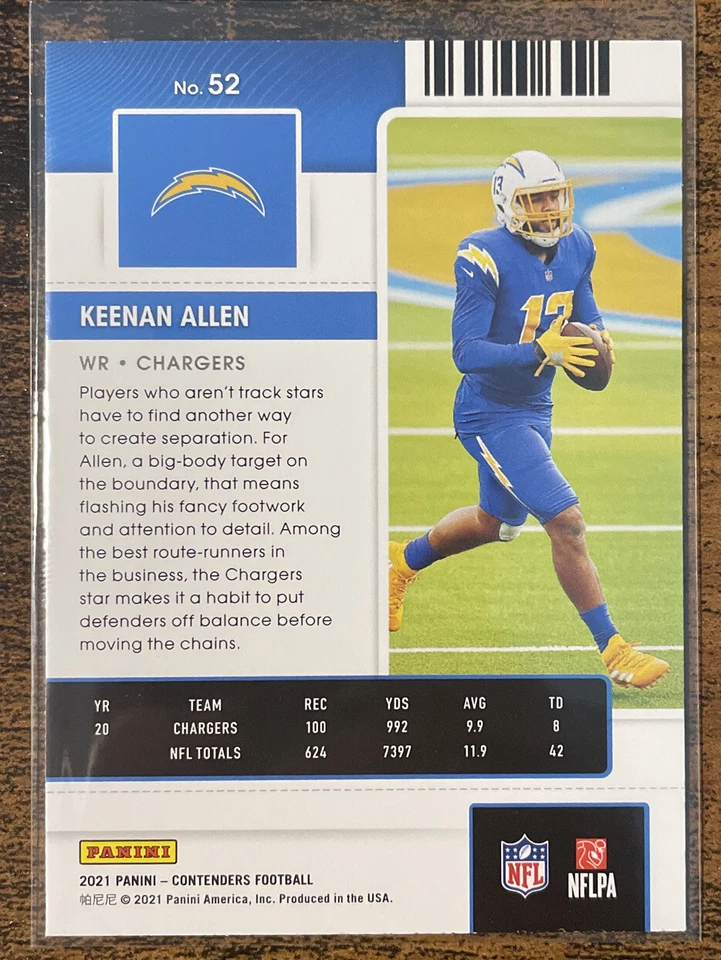 2021 PANINI CONTENDERS FOOTBALL KEENAN ALLEN #52 LA CHARGERS SEASON TICKET - Image 2 of 2