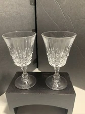 Vintage W.M Dalton 24% French Lead Crystal 2 Wine Goblets Unit No 2 In Box 2 box