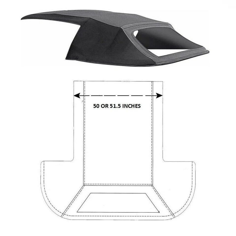 适用于:雪佛兰科迈罗 Firebird 87-89 软顶哈茨黑色帆布 50 英寸宽 — 第 4/4 张图片
