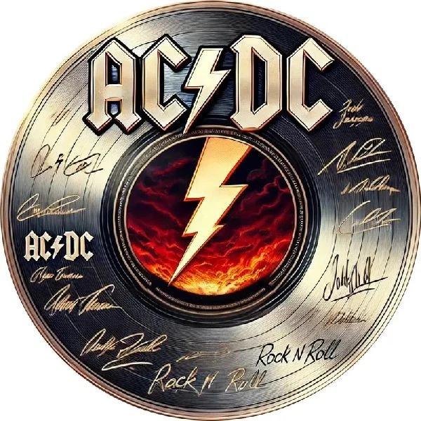 OHNE Blechschild rund ACDC AC DC Autogramm Retro Nostalgie Vintage TEL1682