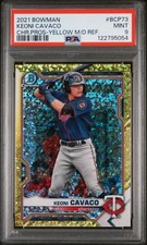 2021 Bowman Chrome Prospects Yellow Mini Diamond Refractor Keoni Cavaco PSA 9
