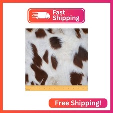 Abstract White Brown Cow Fur Print DIY Fabric by The Yard for Adults Craft Lover
