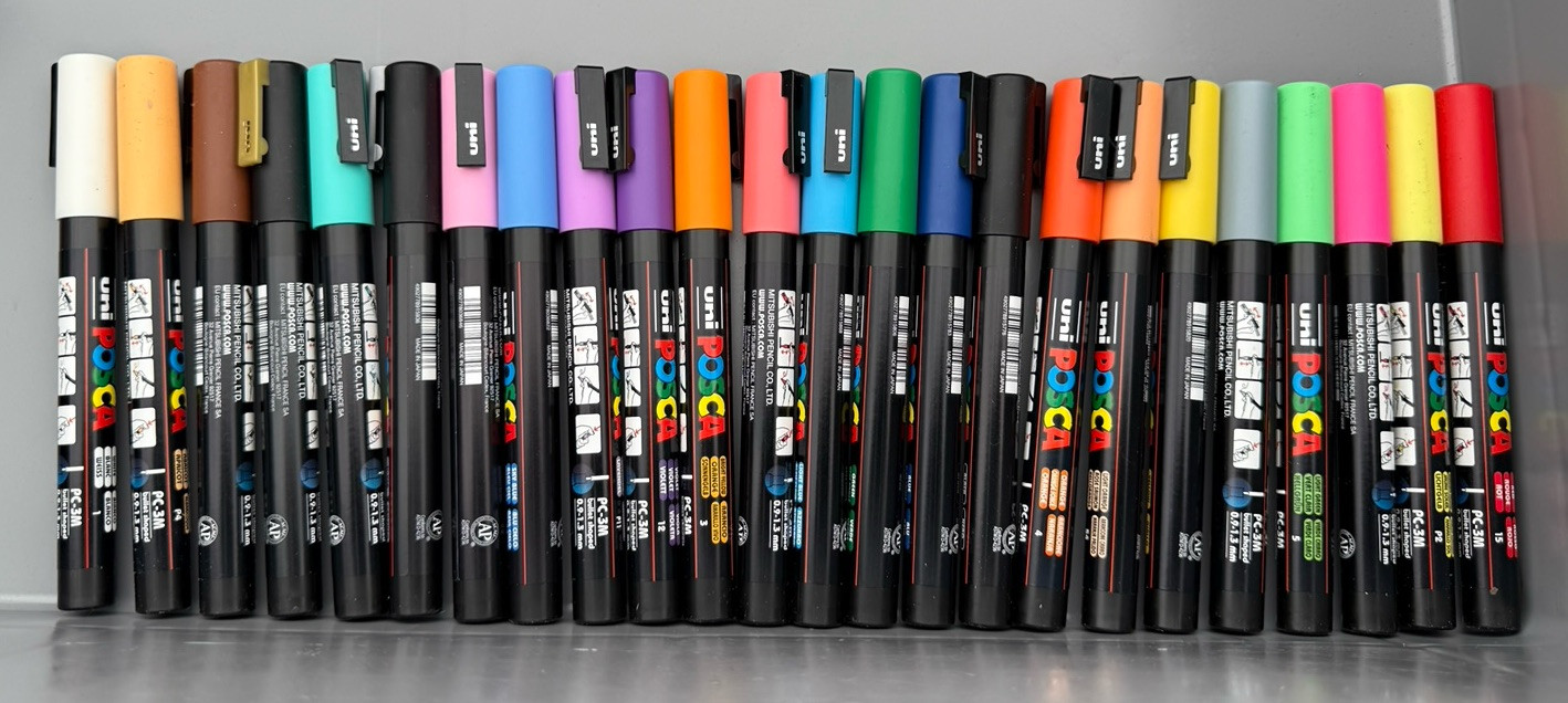 Posca PC-3M 24-Color Paint Marker Set – Water-Based Fine Tip Art Pens NEW