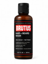 BRUTUS Hair and Beard Wash for Men, Daily Shampoo, Wheat and Soy Protein, Vegan