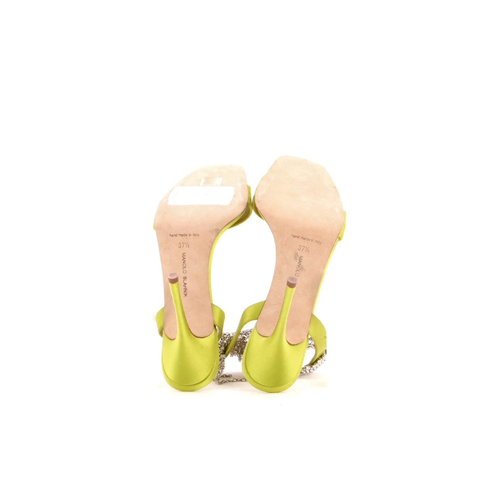 Manolo Blahnik Parinasan Satin Heeled Sandals for Women - Yellow image 4
