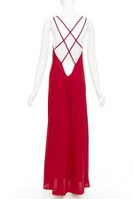 REFORMATION Miguel cherry red viscose blend criss cross open back gown XS