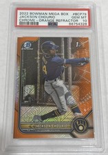 2022 Bowman Mega Box Jackson Chourio Chrome Orange Refractor /25 PSA 10 GEM MT