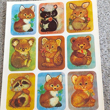 Hallmark Vintage 1980 Animal Sticker Sheet (1...