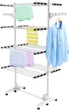  Laundry Drying Rack, Foldable Clothes Drying Rack 4 Tier, Black