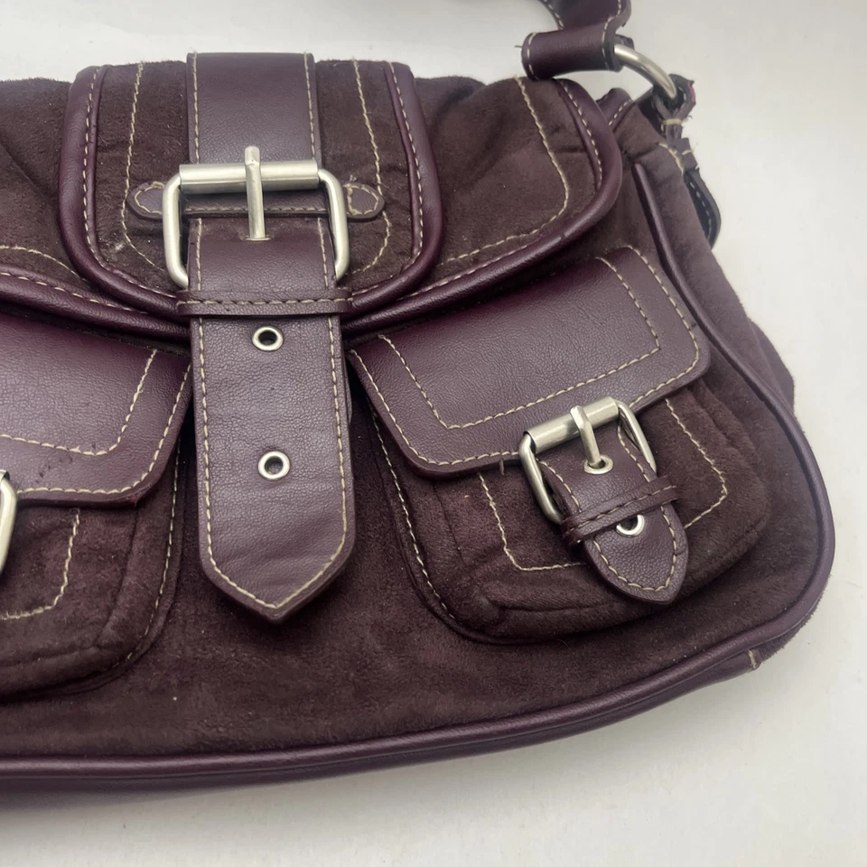 Bolso de hombro de gamuza de imitación de cuero púrpura para mujer RN42000  Foto 4 de 4